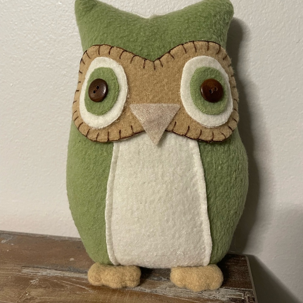 Owl Plush Felt Toy Stuffed Animal - Green & Brown